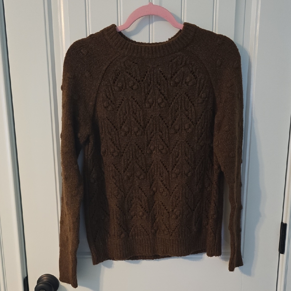 Sonoma Womens Brown Textured Sweater Medium